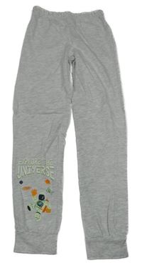 Světlešedé melírované pyžamové kalhoty s kosmonautem Alive