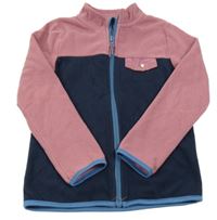 Tmavomodro-starorůžová fleecová propínací mikina TCM