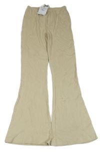 Nové - Béžové žebrované flare legíny