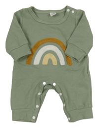 Zelenošedý rebrovaný overal s dúhou Shein