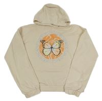 Béžová crop mikina s motýlem a kapucí Page One Young