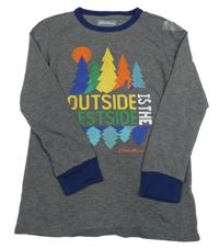 Tmavošedé melírované pyžamové triko se stromy