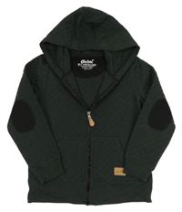 Tmavozelená prešívaná prepínaci mikina s kapucňou Rebel