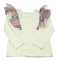 Smetanové triko s tylovými volánky H&M