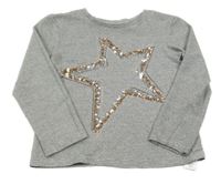 Bielo-čierno-strieborné pruhované tričko s hvězdou z flitrů Primark