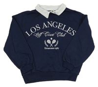 Tmavomodrá mikina s nápisom a golierikom George