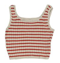 Bielo-červený pruhovaný rebrovaný pletený crop top H&M