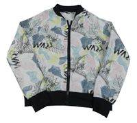 Bielo-farebná vzorovaná prepínaci mikina s listami