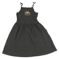 Antracitové bavlnené šaty so sluncem C&A