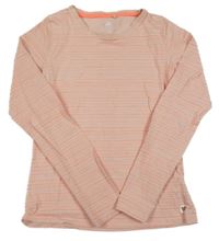 Ružovo-neónově oranžové pruhované tričko Hema