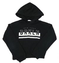 Čierna crop mikina s nápisom a kapucňou H&M
