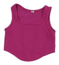 Fuchsiový crop top s pruhmi Shein