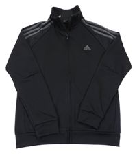 Černá sportovní propínací mikina s pruhy a logem Adidas
