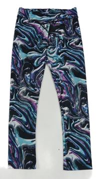 Černo-fialovo-modré vzorované sportovní legíny Next