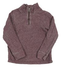 Vínová melírovaná úpletová mikina