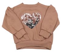 Staroružová mikina so srdcem z flitrů Next