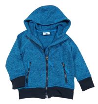 Modro-černá melírovaná pletená thermo mikina s kapucí Topolino