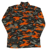 Sivo-oranžová army fleecová mikina