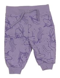 Nové - Fialové vzorované tepláky s jednorožci Primark
