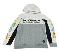 Bílo-šedá mikina s pokémony a kapucí George