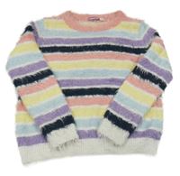 Farebný pruhovaný chlpatý sveter Pepperts
