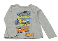 Šedé melírované triko s auty 