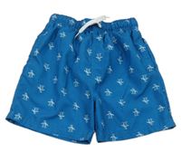 Tyrkysové plážové kraťasy s tučňáky penguin