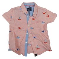 Ružovo-biela pruhovaná košeľa s výšivkami obrázků Next