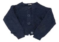 Tmavomodrý trblietavý prepínaci crop sveter