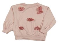 Svetloružová mikina s 3D kvetinami Pep&Co