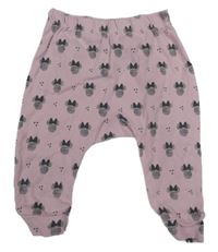 Svetloružové vzorované tepláky s Minnie