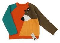 Nové - barevný svetr s medvědem dunnes 