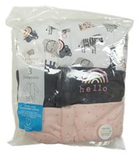 Nové - 3x overal - růžový + tmavošedý s duhou + bílý se zvířátky Primark