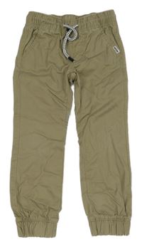 Béžové plátěné cuff kalhoty Dopodopo