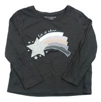 Antracitové tričko s kometou Primark