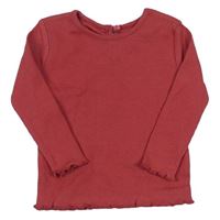 Červené rebrované tričko Primark