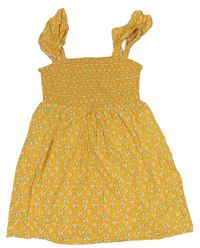 Horčicové kvetované ľahké šaty Primark