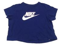 Tmavomodré crop tričko s logom Nike