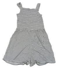 Bílo-tmavomodrý pruhovaný kraťasový overal H&M