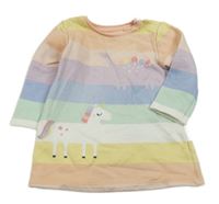 Farebné pruhované teplákové šaty s jednorožcom a dinem F&F