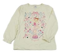 Smetanové triko s baletkou a obrázky Topolino