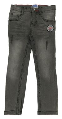 Sivé teplákové skinny rifle s výšivkou Impidimpi