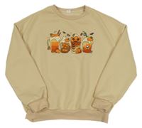 Béžová mikina s nápoji Shein