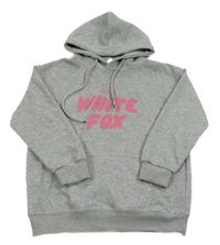 Sivá mikina s nápisom a kapucňou