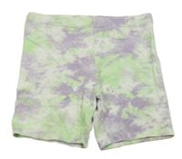 Bílo-zeleno-lila batikované elastické kraťasy George