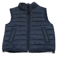 Tmavomodrá šušťáková prešívaná zateplená vesta Primark