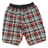 Antracitovo-bílo-červené kostkované plážové kraťasy 