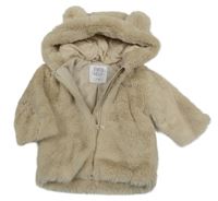 Béžová kožušinová podšitá bunda s kapucňou F&F