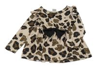 Béžovo-černá tunika s leopardím vzorem a mašlí 