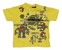 Žlté tričko s robotmi